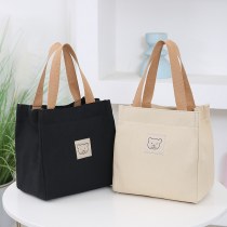 日本と韓国の厚みのあるオックスフォードキャンバスバッグ女性のハンドバッグ弁当ランチボックスママママショッピング小さな布バッグハンドバッグ