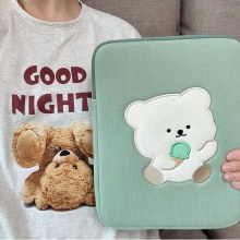 韓国 bamtoree アイスいじめグリーンベアラップトップタブレット収納袋イン 13 インチ 15 インチ 11