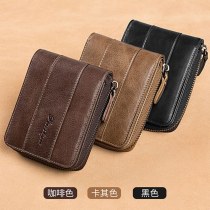 財布メンズショート本革 2021 新牛革ジッパーメンズ運転免許証カードホルダー財布