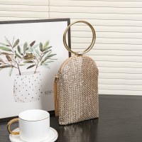 ゴールド新しいラインストーンバッグダイヤモンドドレス宴会インターネットセレブ光沢のある反射ブレスレットハンドヘルドパーティーバッグ