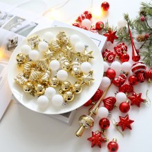 クリスマスボール 34個セット 特殊形状ボール プラスチックボール クリスマスツリー ペンダント Duoduo ミニバッグ