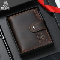 第一層牛革 RFID 盗難防止ブラシ本革財布ヨーロッパとアメリカのレトロメンズショート垂直財布卸売