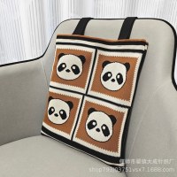 新しいかわいいパンダ大容量ニットショルダーバッグ女性の韓国語バージョン多用途ファッション通勤ショッピング学生トートバッグ