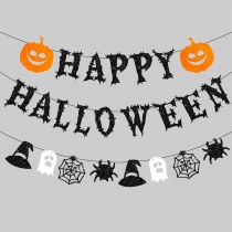 ハッピーハロウィン ラテフラッグ ラテアート ハロウィン会場装飾 クモの巣バナー