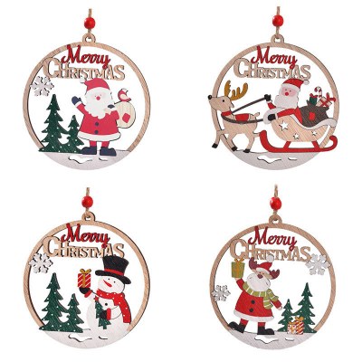 クリスマスペンダント装飾木製ペンダントクリスマス中空老人吊り看板装飾クリスマス装飾