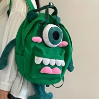 小学生キャンバススクールバッグかわいい隻眼モンスター多用途漫画日本インキャンパス男性と女性の人形バックパック