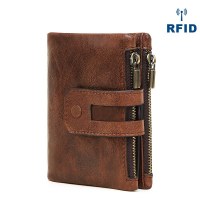メンズ財布 rfid レザー財布カジュアルファッションダブルジッパーマルチカードスロットレトロクラッチ小銭入れ男性用