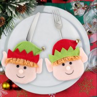2024 新しいクリスマスナイフとフォークカバーベルベットエルフクリスマスパーティー会場装飾クリスマス装飾