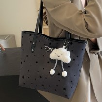 カジュアル通勤大容量水玉バッグ女性の 2024 新しい大学生クラスバッグトートバッグキャンバス ショルダー バッグ