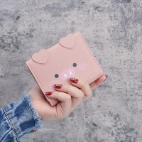 女性用の短い三つ折り財布、漫画のかわいい学生用の小さな財布、韓国スタイルのマルチカードスロットレディース財布