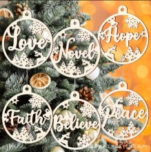 24 個クリスマスぶら下げ木製装飾品レター中空クリスマスツリーペンダントギフトタグホリデーパーティーの装飾