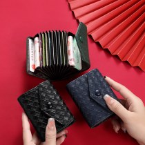 シンプルな織り女性のカードバッグ 2022 新しい折りたたみ ID バッグ抗消磁銀行カードオルガンコンパクトカードバッグ