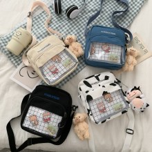 キャンバスバッグ 2024 新しい小さな正方形バッグ韓国スタイルのファッショントレンドレディースバッグショルダークロスボディバッグ