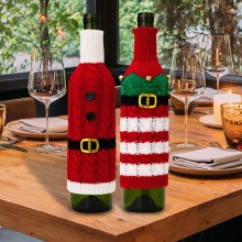 クリスマスニットワインボトルセット装飾鐘赤と緑の赤ワインセットレストランパーティーお祭り雰囲気の装飾