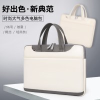 スタイリッシュなコントラストレザーの男性と女性のための 15.6 インチのショルダー コンピュータ バッグ 14 インチのポータブル ラップトップ バッグ