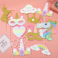ホリデーパーティー用品小道具誕生日面白い雰囲気の装飾12点セットユニコーンイン写真小道具