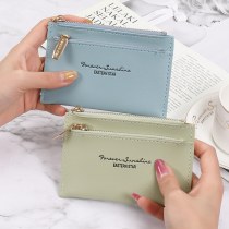韓国スタイルの新しい小さなカードホルダー女性用ソリッドカラーシンプルなマルチカードスロット小さな新鮮な多機能消磁ジッパークレジットカードホルダー