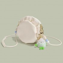 かわいい女の子プリーツ小さなラウンドバッグ デザイン 小さなバッグ女性 2024 夏の新しいトレンディなショルダークロスボディバッグ