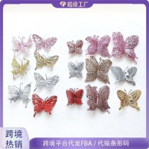 クリスマス装飾ゴールドバタフライ写真撮影小道具クリスマスツリー装飾ペンダント結婚式の装飾ゴールドバタフライ