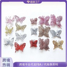 クリスマス装飾ゴールドバタフライ写真撮影小道具クリスマスツリー装飾ペンダント結婚式の装飾ゴールドバタフライ