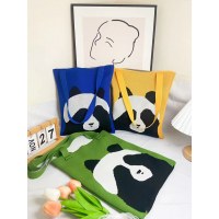 パンダニードルバッグクロスボディ織りショルダーバッグ学生チュートリアル大容量多用途ナショナルスタイルバックベアシンプルなポータブルバッグ