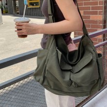 文学ユースショルダーバッグイン多用途大容量キャンバスバッグ夏の大学生クラスバッグクロスボディバッグレディースバッグ