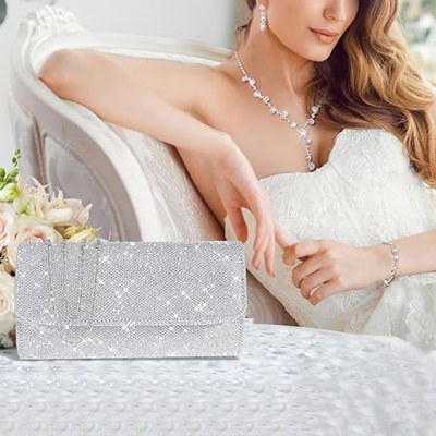 コールドシルバー気質ネックレスイヤリングブレスレットディナーイブニングバッグアクセサリー