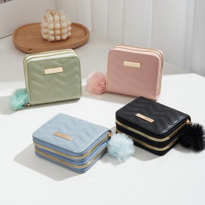 ミニ 二層ジッパー財布 2024new 財布ファッション刺繍入り小さなカードバッグ学生豪華な小さなバッグ女性のための