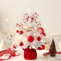 新製品クリスマス装飾赤と白の回転オルゴールデスクトップミニクリスマスツリーパッケージ装飾品