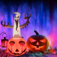 インフレータブルカボチャゴーストハロウィーンテロリスト飾り導かれた明るいアイビーズホリデー中庭装飾クモコウモリ
