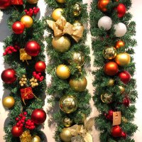 クリスマス籐 2.7 メートル暗号化発光ガーランド籐ドア籐柱クリスマスツリー天井屋外グリーン装飾