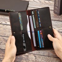 メンズ本革財布大容量マルチカードスロット長小銭入れレトロ隠しバックルメンズ財布