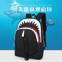 韓国スタイルのバックパックメンズ大口サメバックパック学生スクールバッグ個性トレンド大容量トラベルバッグ