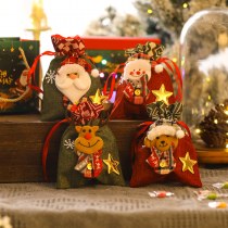 新しいクリスマス装飾漫画かわいい三次元人形ヘッドギフトバッグアップルバッグビスケットバンドルポケット
