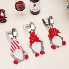 クリスマス装飾漫画顔のない人形ナイフとフォークセットダイニングテーブルキッチン装飾小道具クリエイティブ三次元ナイフとフォークバッグ