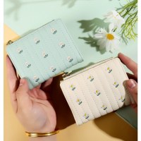 ファスナー小銭入れ卸売レディース財布花刺繍シンプルショート二つ折り財布女性用