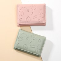新しいファッショナブルな韓国スタイルのショートレディース小さな財布ソリッドカラーインシンプルなマルチカードスロットかわいい学生コインカードホルダー