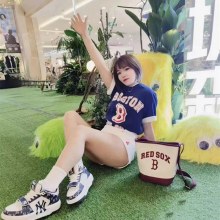 MLB バケットバッグ ニューレター バケットバッグ カレッジスタイル キャンバス ワンショルダー クロスボディバッグ NY レトロ 大容量 クロスボディバッグ