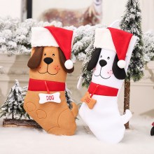 新しいクリスマス装飾用品クリエイティブかわいい漫画子犬靴下カーキ犬ペットクリスマスソックス