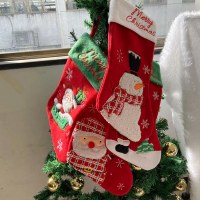クリスマスギフト布綿クリスマスソックス雪だるまパターンバッグ綿人形バッグクリスマスツリー暖炉の装飾