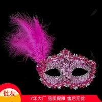 フェザーマスクハロウィーンクリスマスダンスレザーフェザーと小さな帽子のハイエンドベニスハーフ - フェイスカーニバル