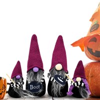 魔法のほうきの小人装飾雰囲気のプロップ装飾ハロウィーンの顔のない人形