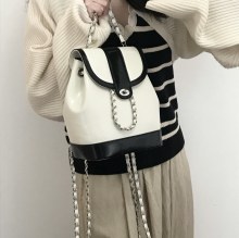 韓国の小さな香りのスタイルのチェーンバッグ牛革レトロワンショルダークロスボディバケットバッグバックパック