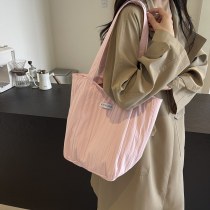 ins 大容量トートバッグ女性のための 2024 新作夏ストライプステッチ和風シンプルな ショルダーバッグ カジュアルバッグ
