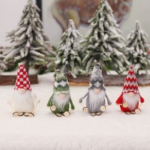 新しい漫画ニットスキー顔のない人形木製人形ペンダントクリスマスツリーアクセサリー