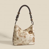 脇の下の下で、木製のビーズ織りチェーンショルダーショルダーバレルバッグメス