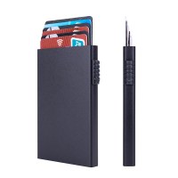 熱い販売盗難防止カードスワイプバッグ銀行カードホルダーRFID財布アルミ合金ポップアップカードボックス