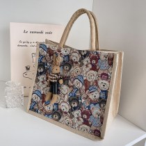 大容量の学生クラスのショルダートートバッグ女性の新しいファッション多用途リネンポータブル ママバッグ