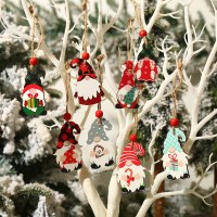 クリスマス装飾ヨーロピアンスタイルホームカラー漫画かわいい森の男四方格子ペンダントクリスマスツリー小さなペンダント