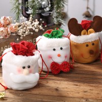 クリスマス装飾用品 リネン巾着 巾着ポケット リンゴ老人 キャンディー 子供用ギフト クリスマスツリー